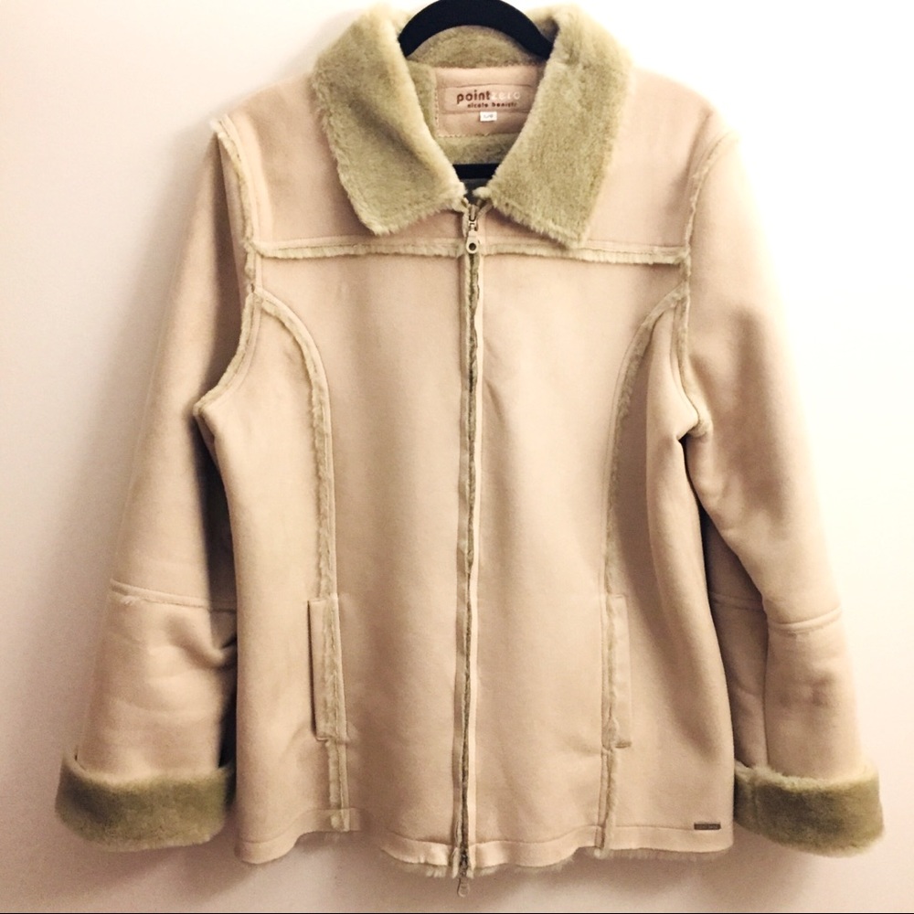 Point Zero Nicole Benisti Tan Women’s Faux Suede Shearling Coat/Jacket Size Us L